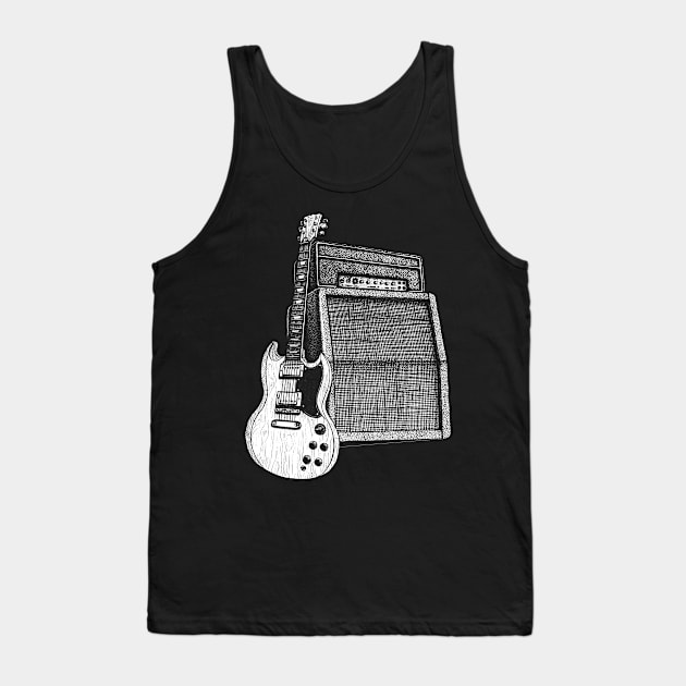 Rock guitar Tank Top by grimsoulart